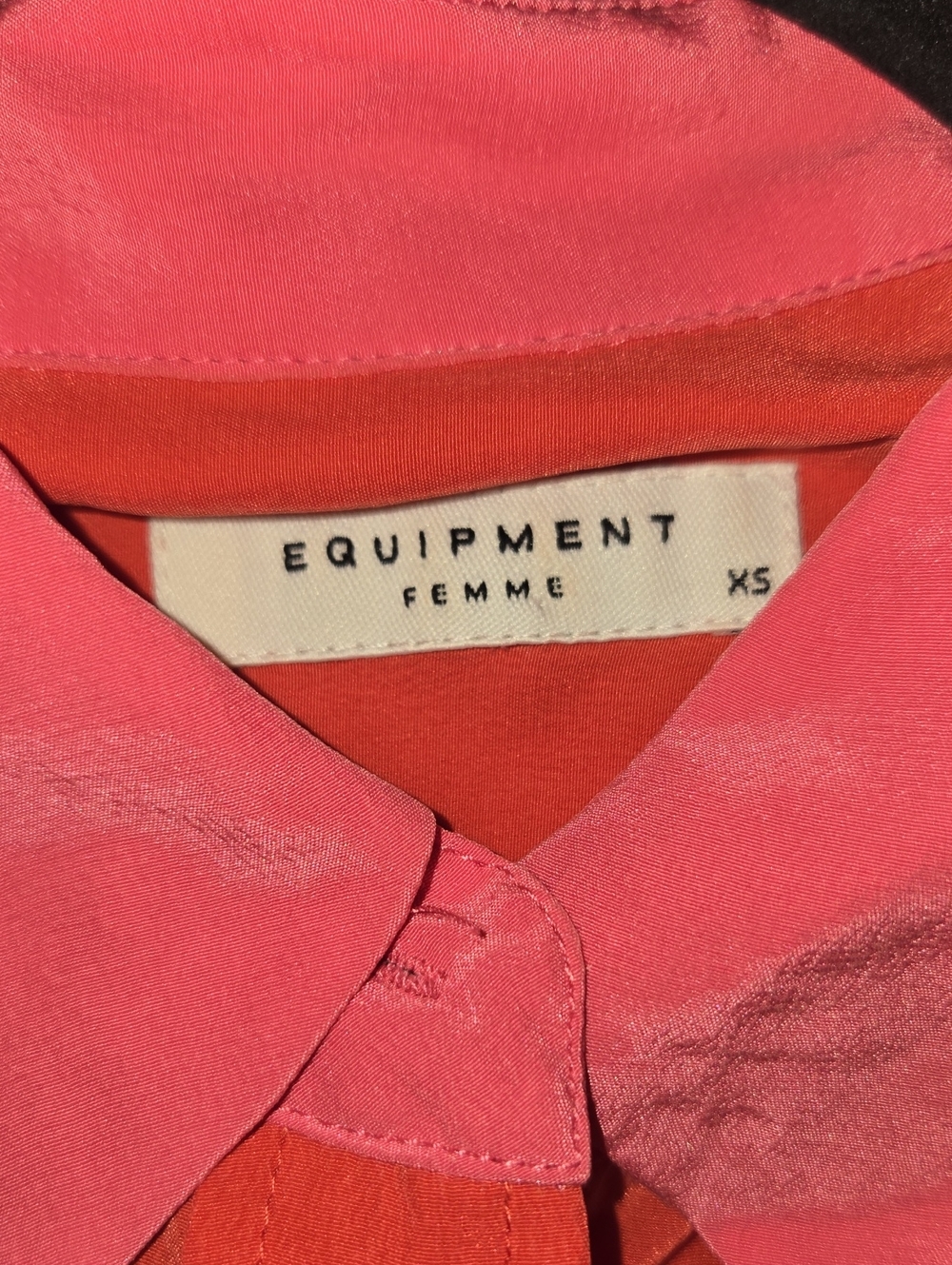 Equipment-100% silk Coral Button-Up Shirt-FLAWED-Size X-Small - Picture 7 of 16